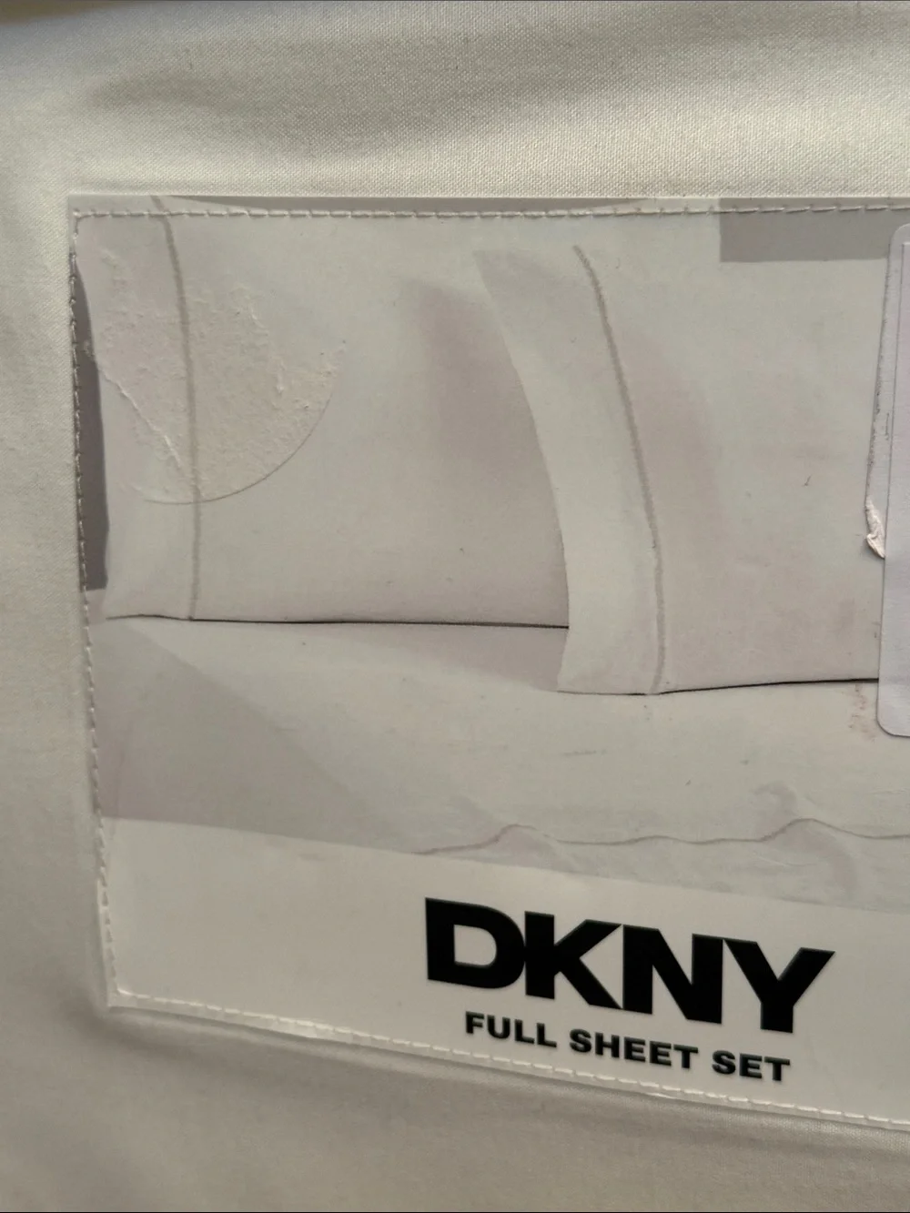 DKNY White Full Sheet Set with Decorative Stitching.
